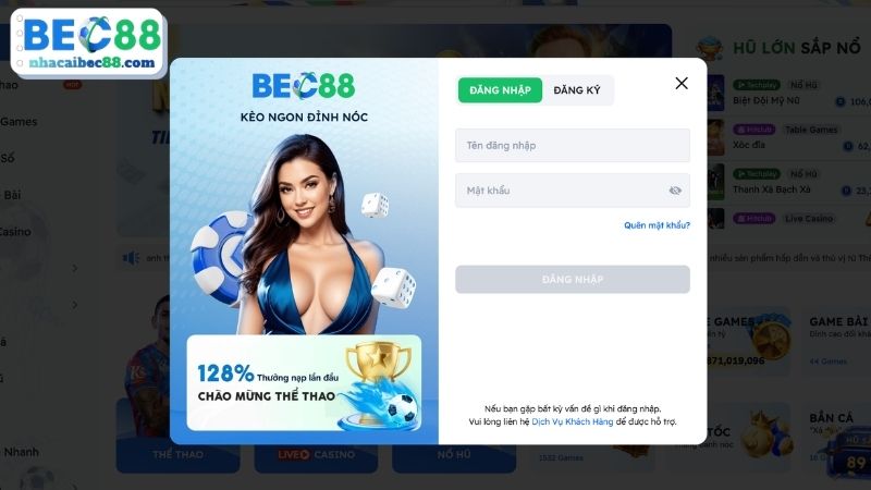 Chi tiết từng bước đăng nhập vào tài khoản BEC88