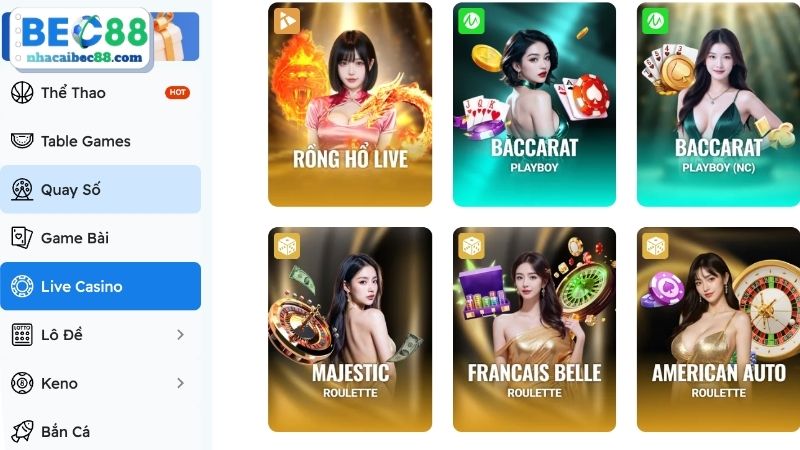 Chinh phục sảnh cược Live casino